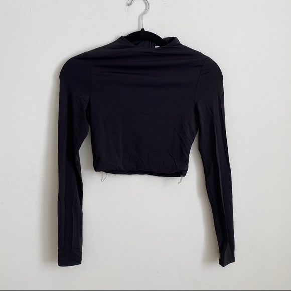 Meshki black mock neck longsleeve crop top - Picture 3 of 5